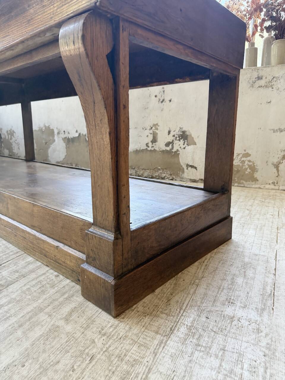 Table de gantier drapière 1900 chêne massif 330cm XL
