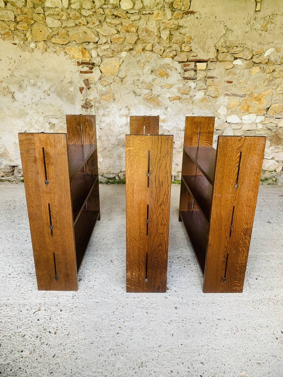 Set of 3 Vintage Modular Oak Bookcases
