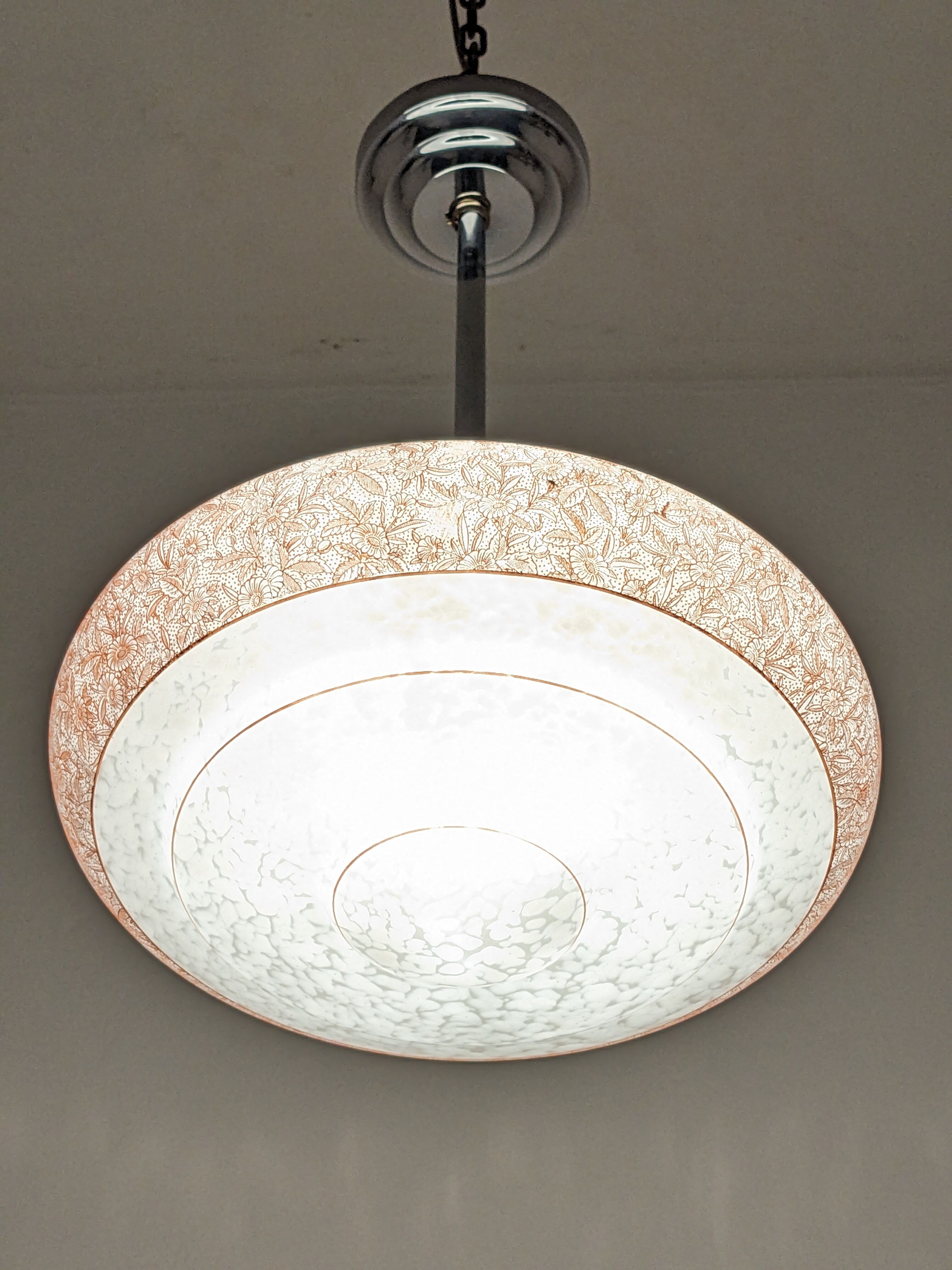 Art Deco XL pendant lamp in Clichy glass circa 1920