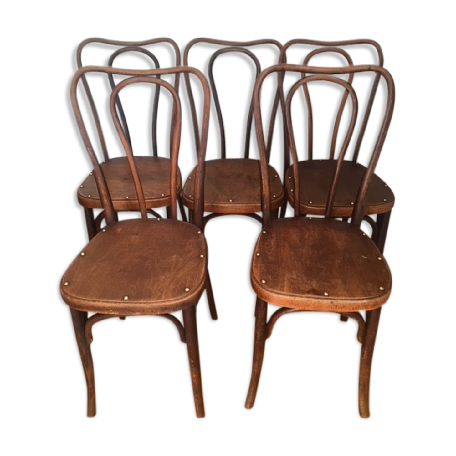 5 chairs bistro J & J Kohn with label and stamp circa 1900