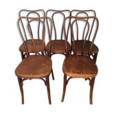 5 chairs bistro J & J Kohn with label and stamp circa 1900