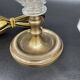Antique, pair girandoles, candle holders, gilded brass, tassels, glass, drops, florets, 1 burner