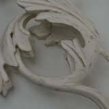 Pair of legs of wood metal table lamps foliage decoration Design: Ivory White