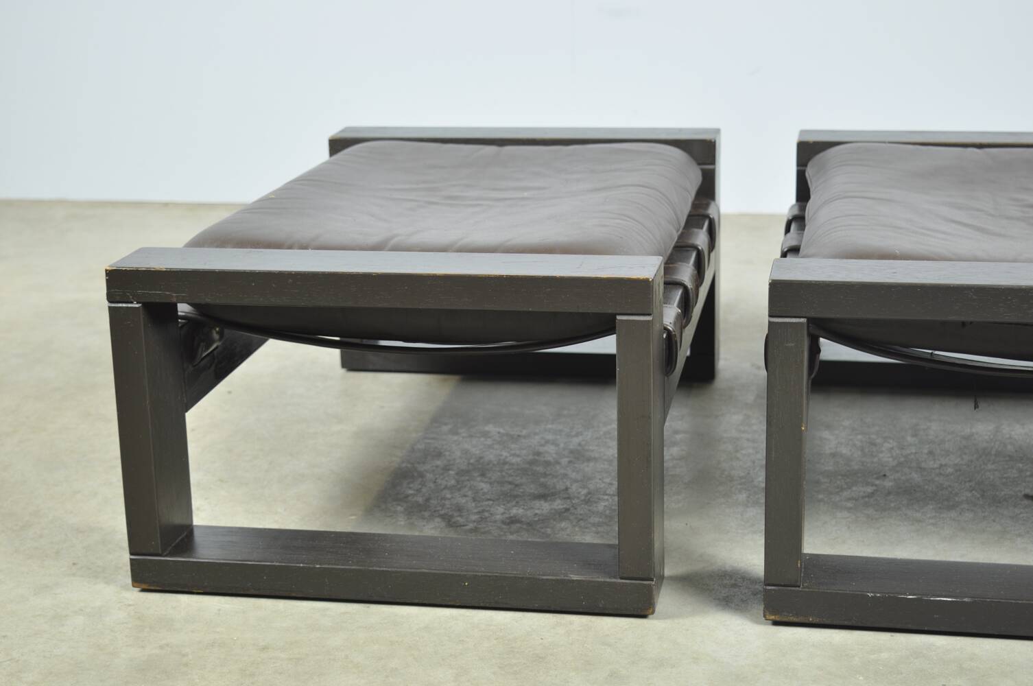 Sonja wasseur / brutalist leather footstools / netherlands 1970s