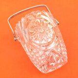 1970s Ice bucket, cut crystal with geometric design