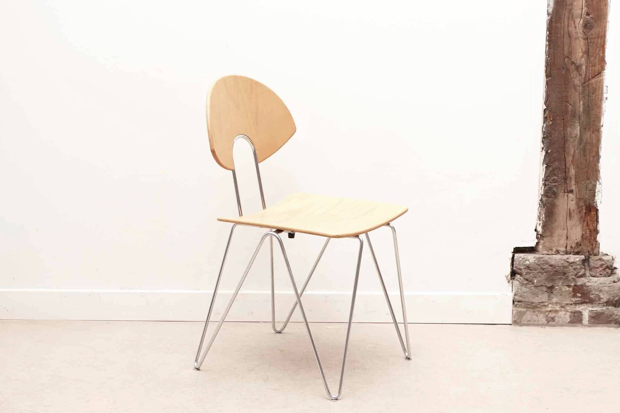 Mikado 1800 chair in beech and chrome by Kusch & Co