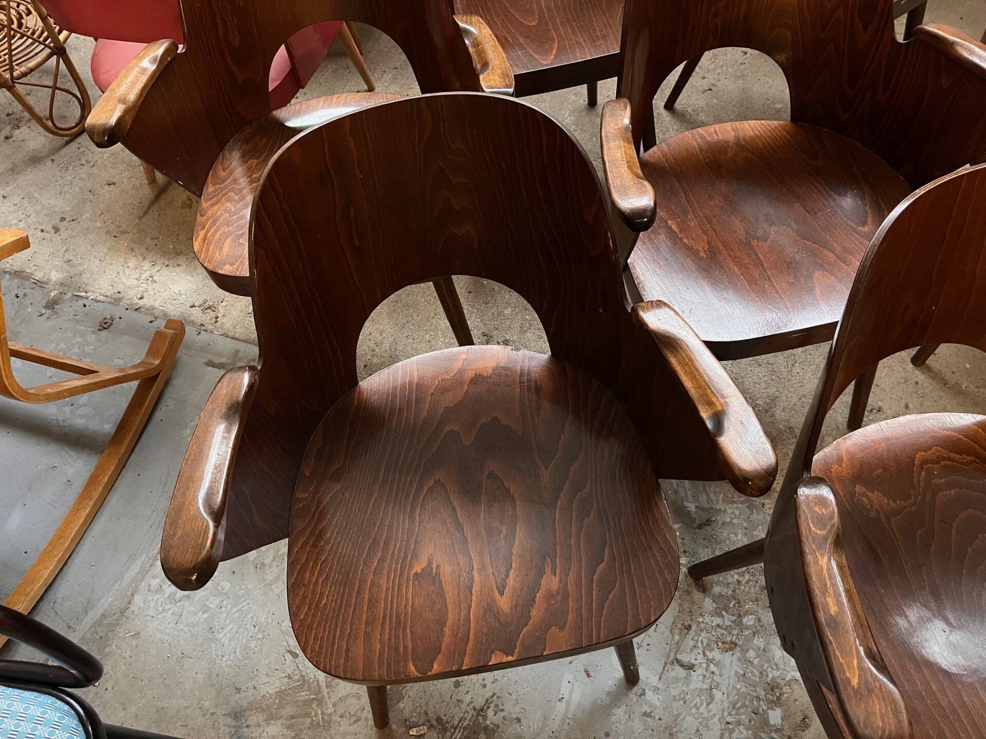 4 Oswald Haerdtl chairs for Ton, Czechoslovakia