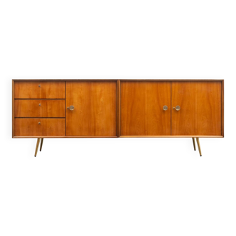 1950s sideboard, cherry wood, restored, 220cm