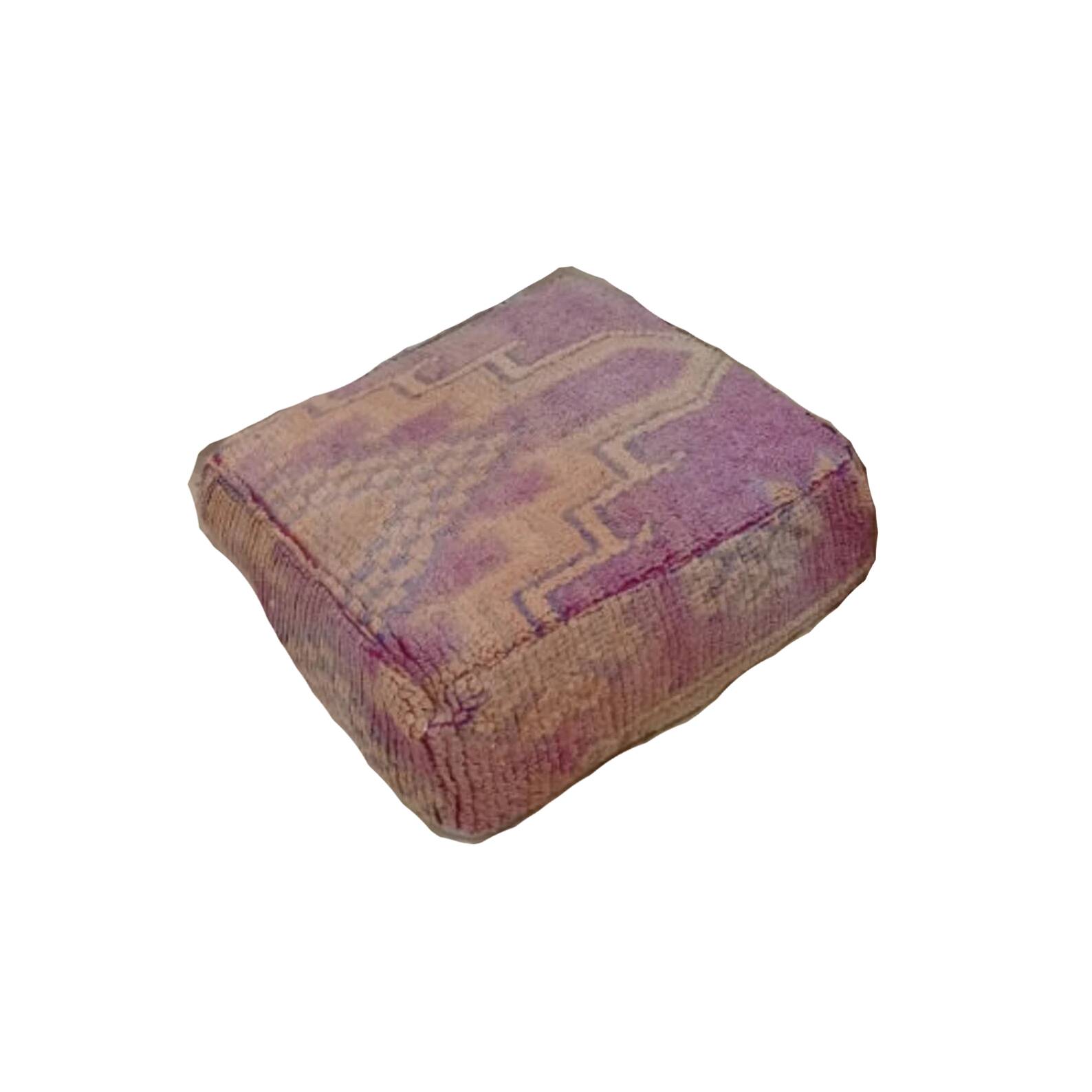Handmade Berber pouf in wool 60 X 60 X 20 CM