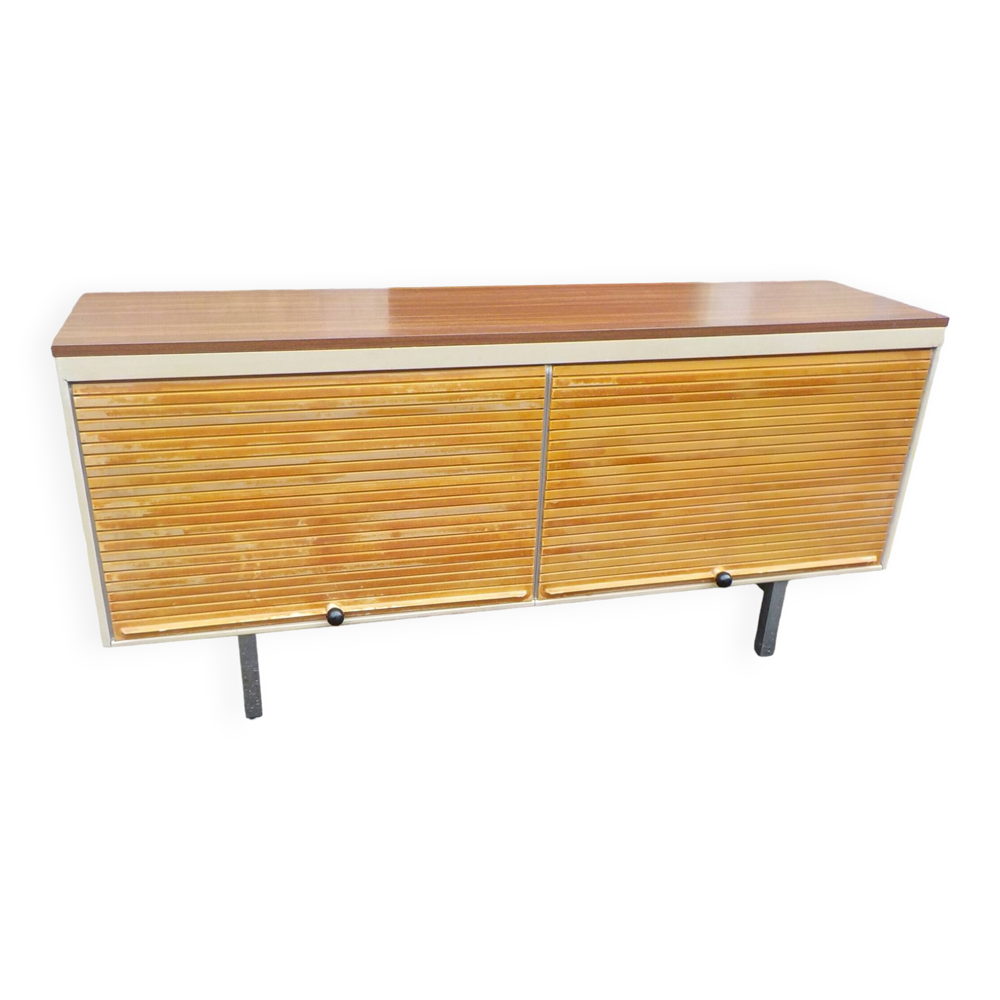 Enfilade strafor brun clair a rideaux buffet bas
