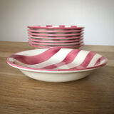 8 assiettes rayures rose