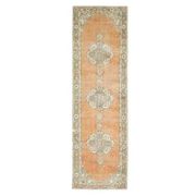 Vintage Turkish Oushak Handmade Wool Cotton Orange Runner Rug 101x339