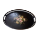 Old black oval top. Bouquet of roses. Hand painted.