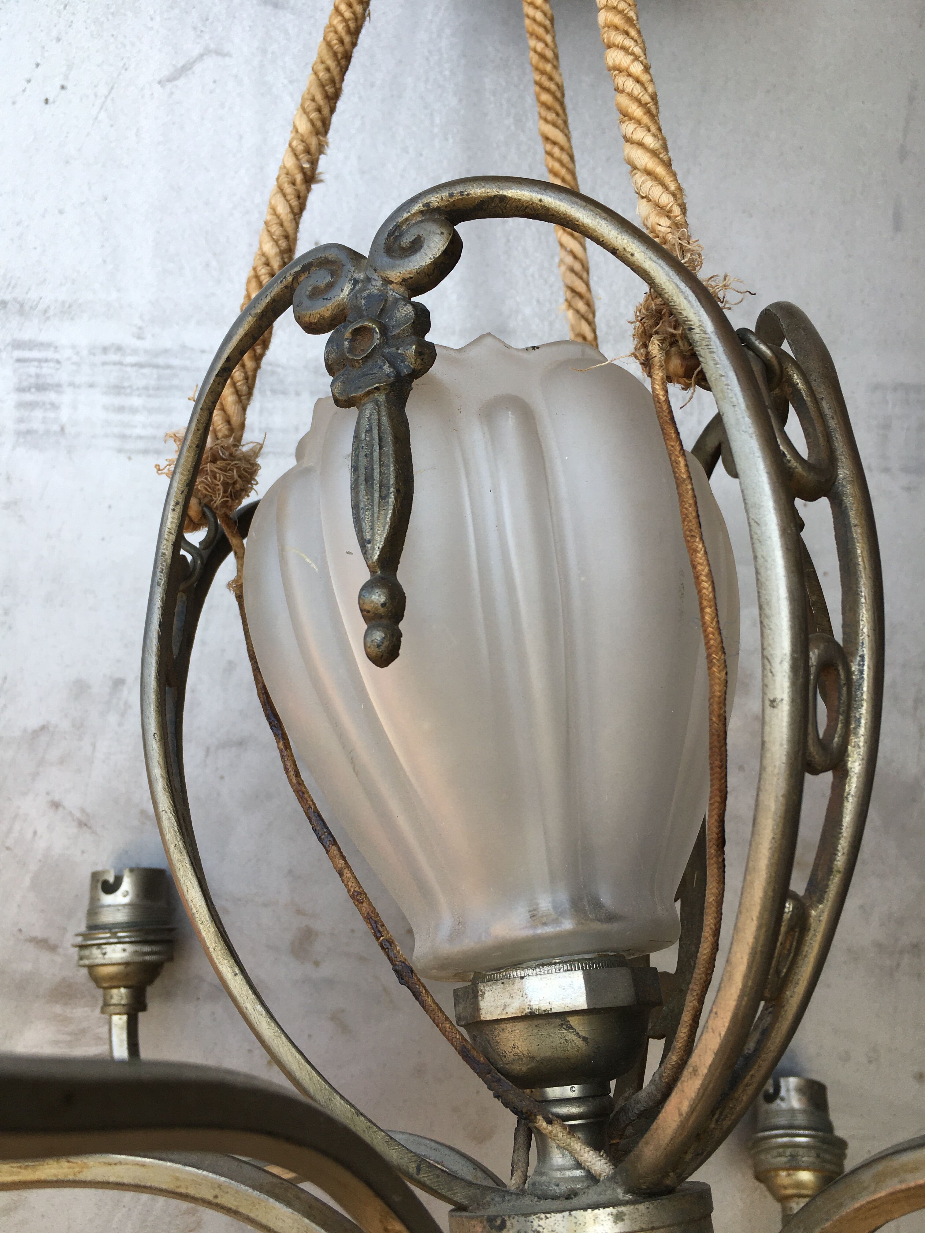 Silver bronze chandelier art nouveau