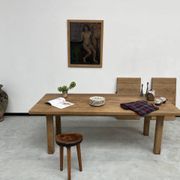Large farm table from the 60s, in solid oak, with extensions