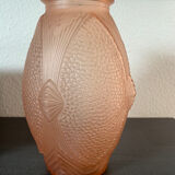 Art deco vase in powder pink glass