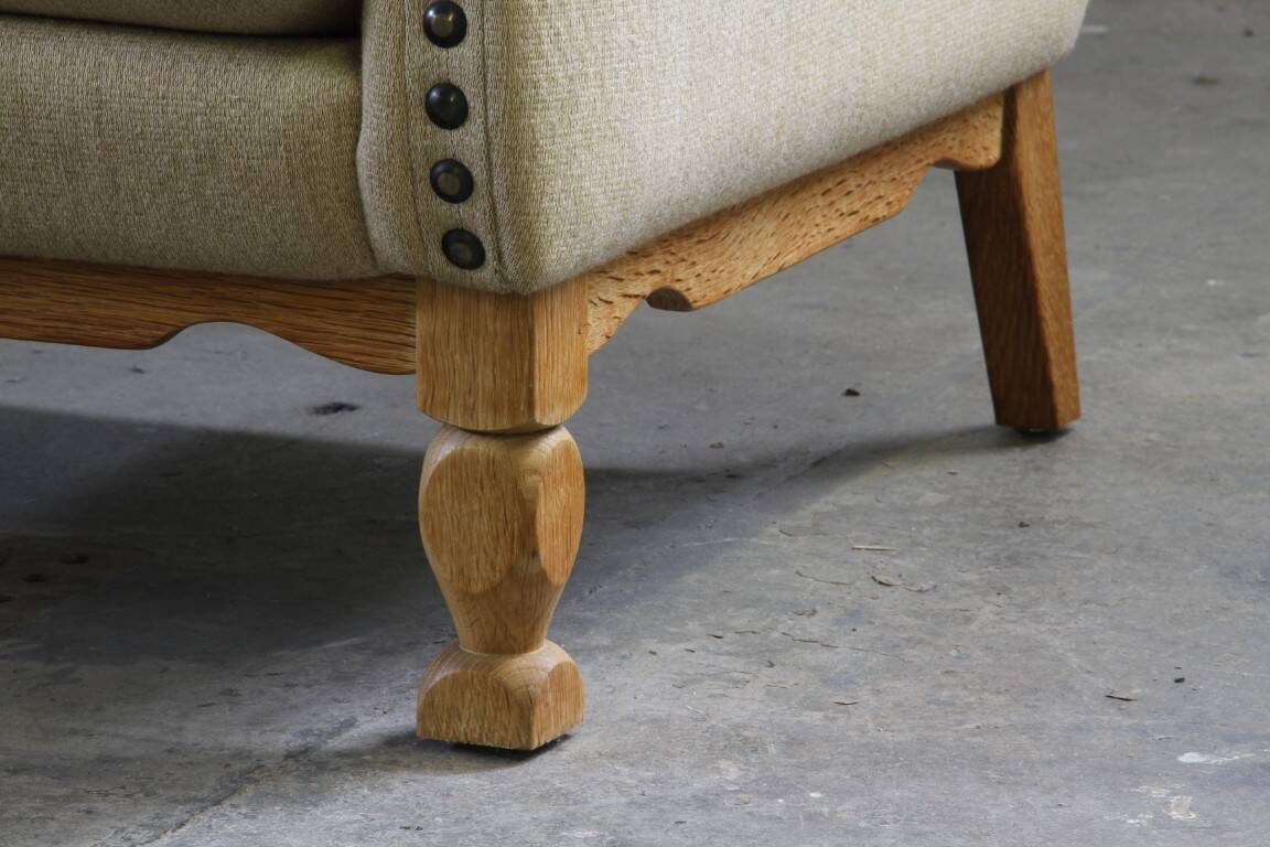 Vintage 1960s set of low & high back lounge chair oak, style of Henning Kjærnulf