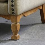 Vintage 1960s set of low & high back lounge chair oak, style of Henning Kjærnulf