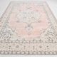 7x10 Large Pink & Beige Madallion Pattern Turkish Rug, 209x305Cm