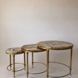 Tables gigognes marbre et laiton