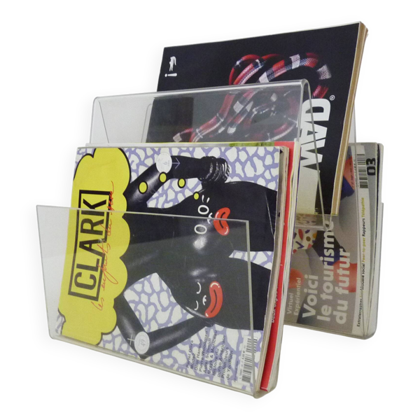 Porte revue vintage, porte magazine en plexiglas transparent