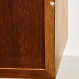 Rosewood and Teak Low Sideboard with Sliding Doors, 1960s