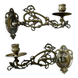 Paire de bougeoirs muraux Art nouveau