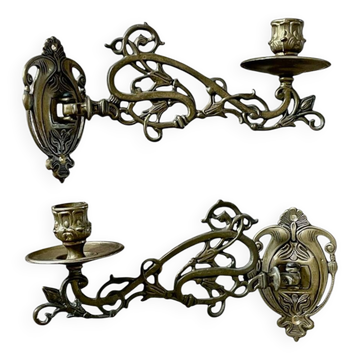 Paire de bougeoirs muraux Art nouveau