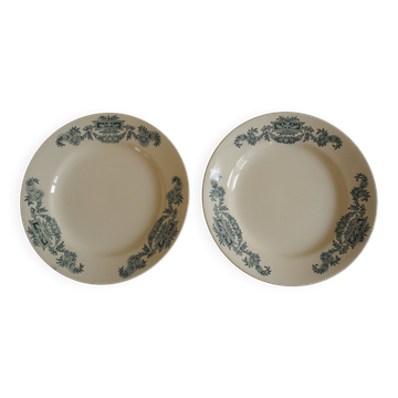 Set of 2 Terre Fer Longchamp Lutèce antique French plates