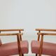 Paire de fauteuils vintage rose poudré 1970 moderne scandinave 