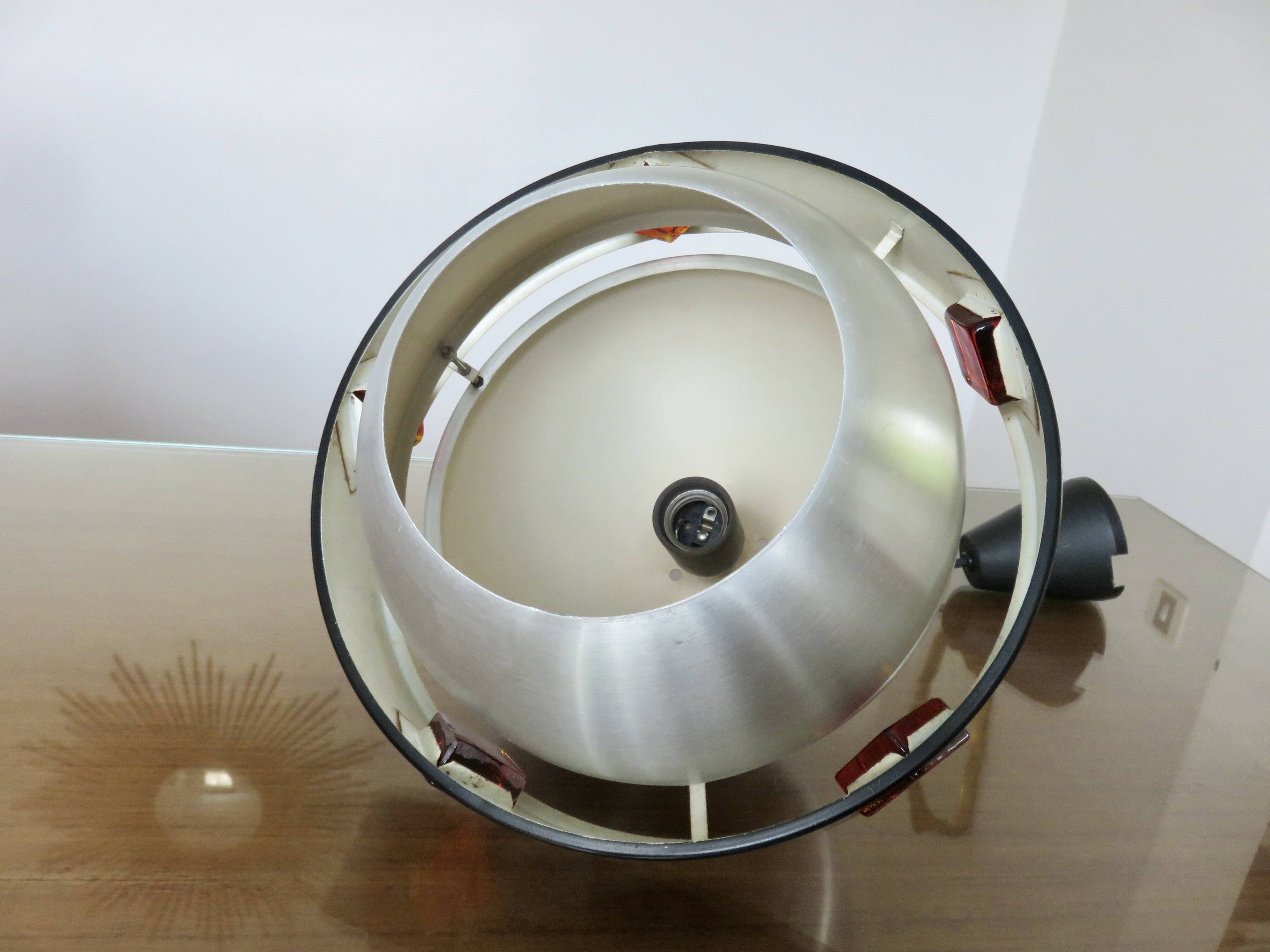 Space Age "Saturn" pendant light, 1970, aluminum, metal, resin