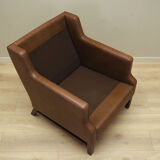 Fauteuil en cuir marron, design danois, années 1960, production: Danemark
