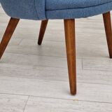 1960s, danish design, reupholstered lounge chair, camira furniture wool fabric, teak