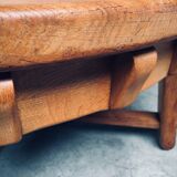 Brutalist Handcrafted Oak Coffee Table, Netherlands, 1950s