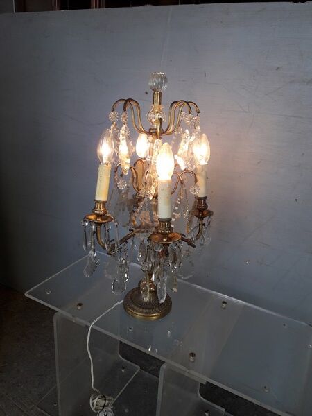 Candelabra bronze and crystal XIXem