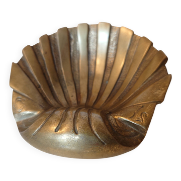 Vide-poche porte bague en bronze signé, coquille moderniste design vintage