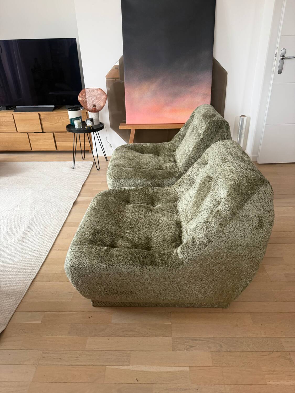 Pair of Armchairs, Space Age green velvet