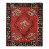 Vintage Red Caucasian Kilim Rug Handwoven Tribal Wool Flatweave Carpet