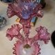 Blown glass epergne vase in a deep pink hue - tulip tree