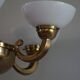 A modern Danish Art Deco chandelier, glass and brass, 1940s.