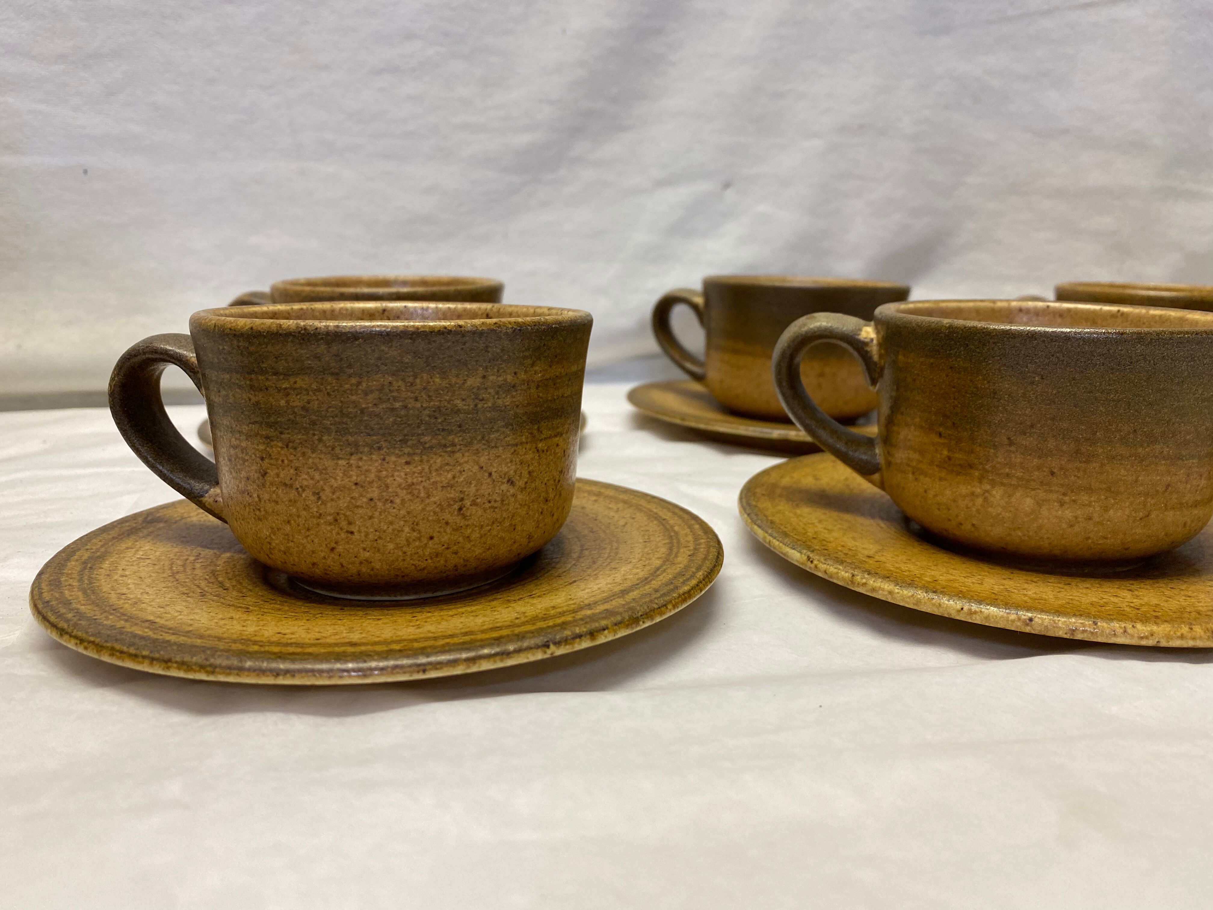 Set of 6 vintage stoneware cups