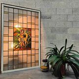 Large 19th century stained glass window The woman and the doe