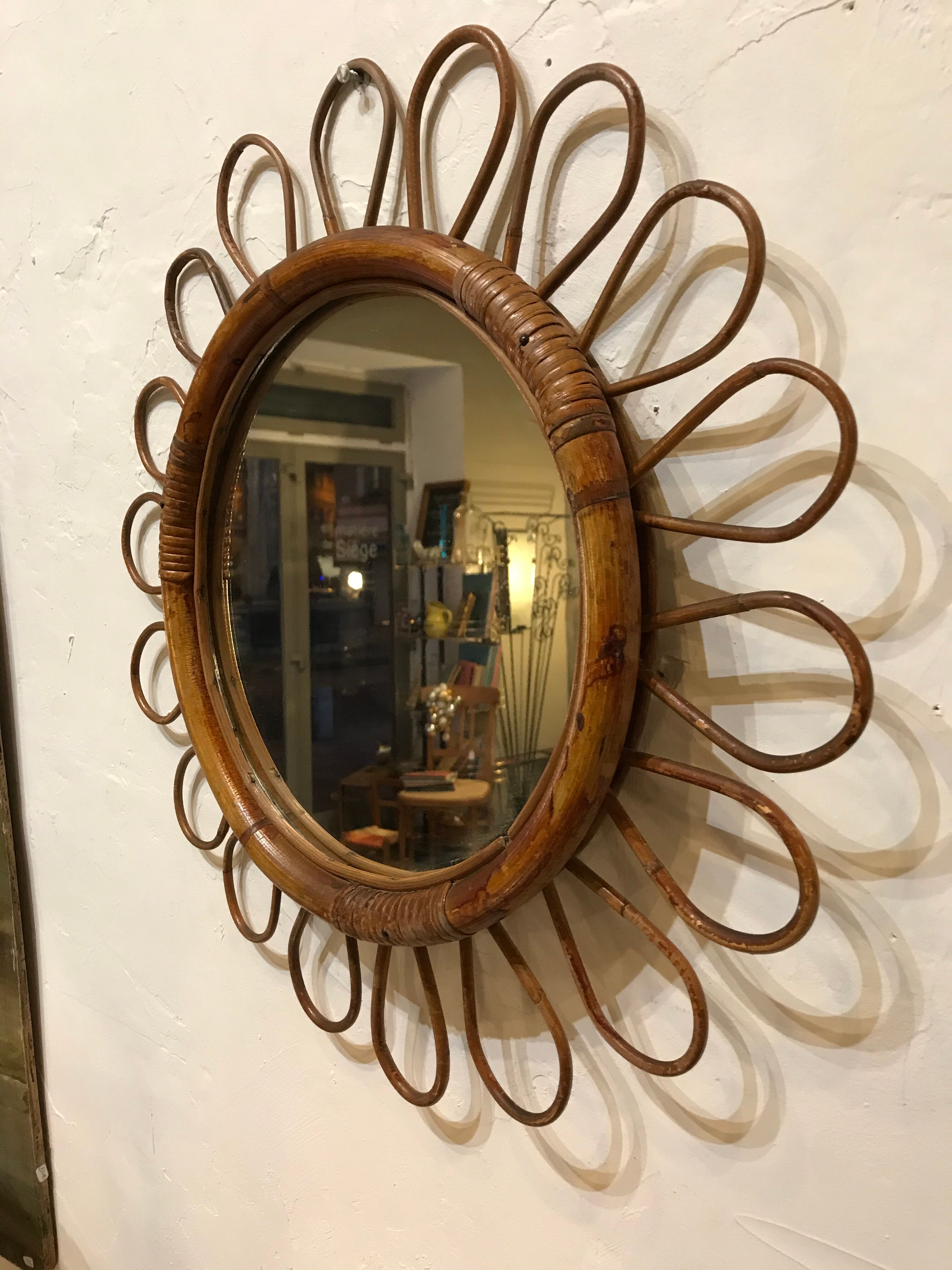 Rattan sun mirror