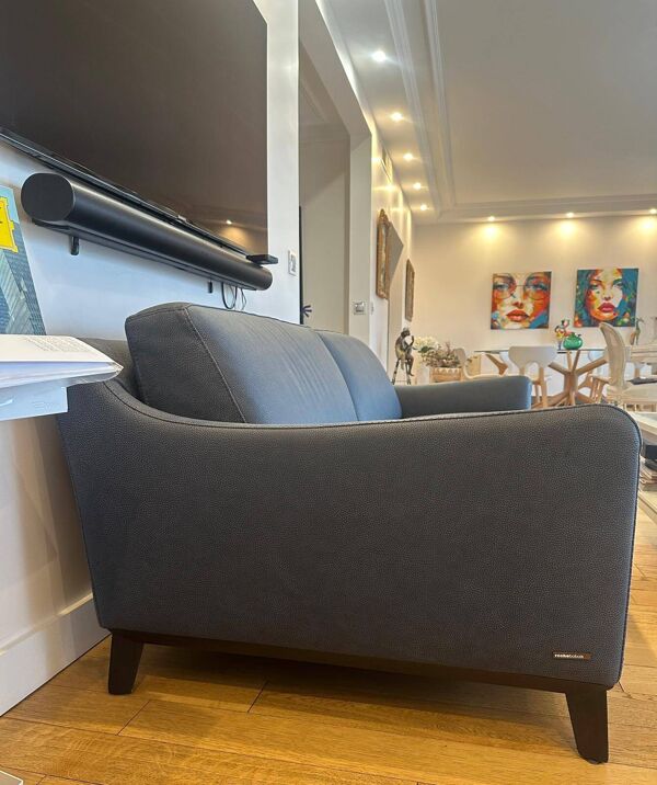 Canapé Roche Bobois bleu en cuir