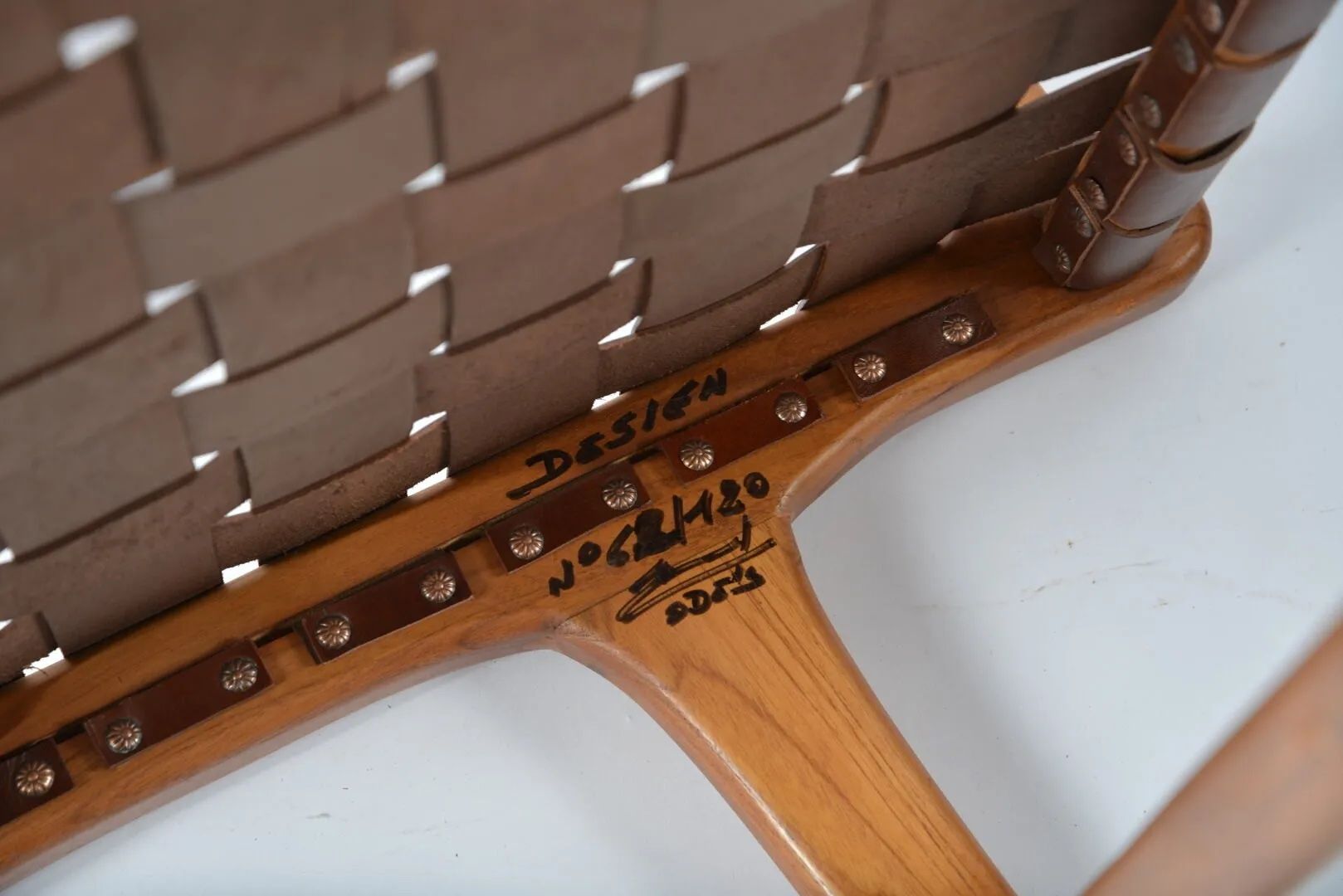 Olivier de schrijver brown leather armchair signed and numbered circa 1990