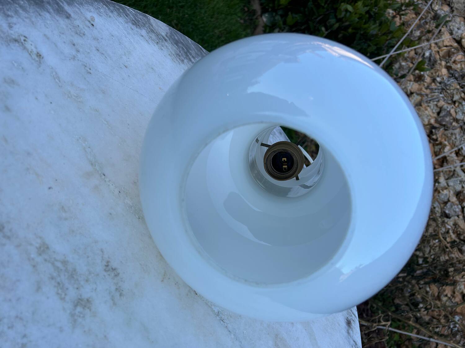 Vintage 1970s opaline glass pendant light