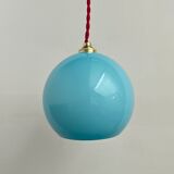 Lot 3 vintage blue opaline hanging lamps
