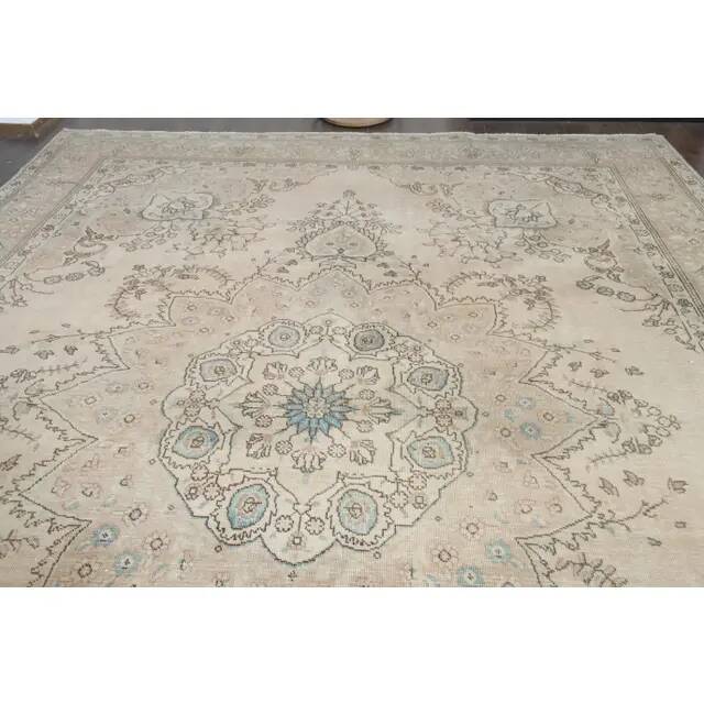 1970s Vintage Persian Handmade Wool Orange Area Rug 290x384