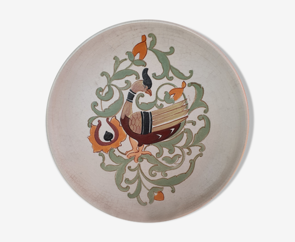 Ceramique vallauris signee Giraud Assiette decor oiseau | Selency
