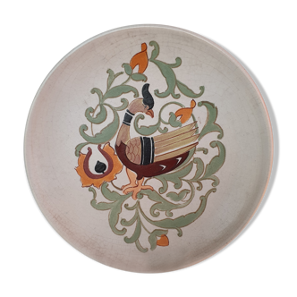Ceramique vallauris signee Giraud Assiette decor oiseau